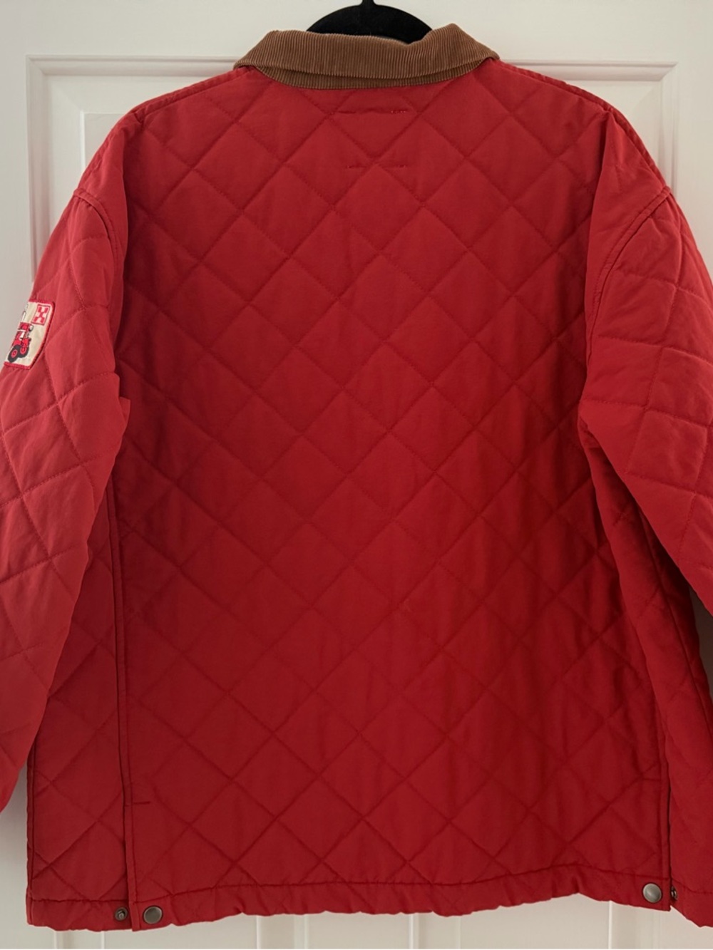Quilted Patchwork Red Jacket with Corduroy Collar - Picture 4 of 9